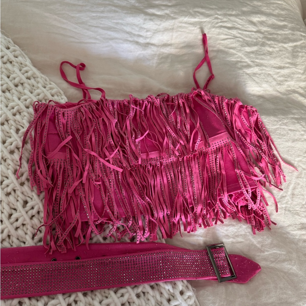 Pink Rhinestone Fringe Set - Picture 9 of 9